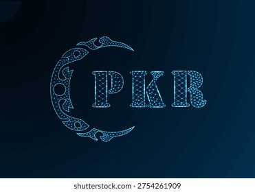 Low poly letter logo PKR design. PKR letter logo low poly vector design on blue color gradient background. PKR logo low poly design
