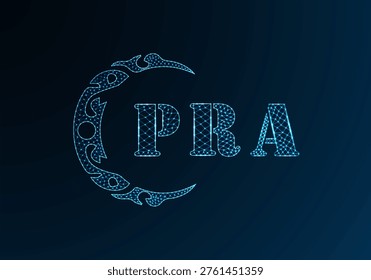 Low poly letter logo PRA design. PRA letter logo low poly vector design on blue color gradient background. PRA logo low poly design
