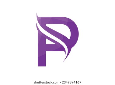Low Poly and Letter P logo design template, Vector illustration