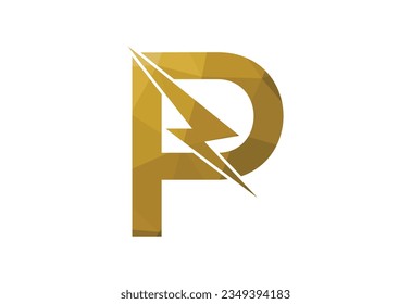 Low Poly and Letter P logo design template, Vector illustration