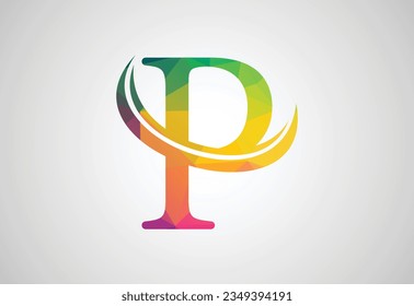 Low Poly and Letter P logo design template, Vector illustration
