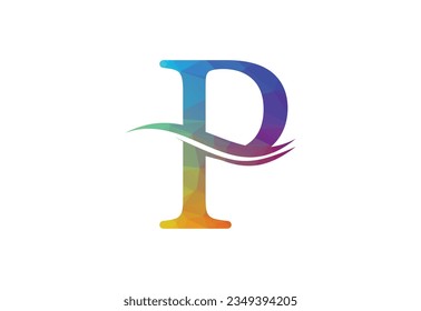 Low Poly and Letter P logo design template, Vector illustration
