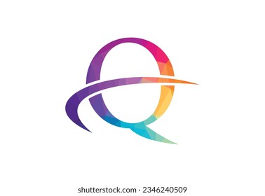 Low Poly and Letter Q logo design template, Vector illustration