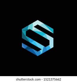 low poly letter s logo download - vector