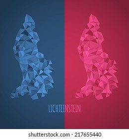 Low Poly Lichteinstein Map with National Colors - Infographic - Vector Illustration