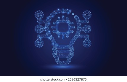 Low Poly Light Bulb Icon Design, Geometric Minimalistic 3D Concept for Innovation, Creativity, and Technology