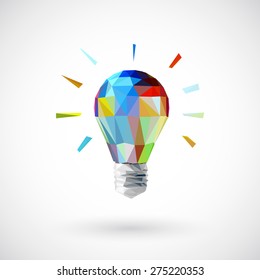 Low poly  light bulb Idea concept background design for poster flyer cover brochure 