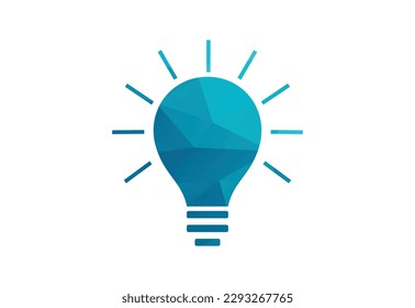 Low Poly and Light Bulb logo design, Vector design concept
