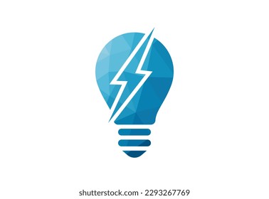 Low Poly and Light Bulb logo design, Vector design concept
