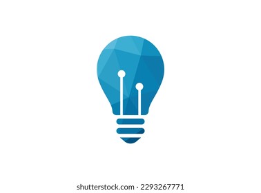 Low Poly and Light Bulb logo design, Vector design concept
