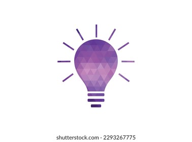 Low Poly and Light Bulb logo design, Vector design concept
