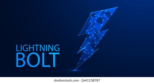 Low Poly Lightning Bolt on Futuristic Blue Background – Geometric Energy Symbol with Digital Glow Effect