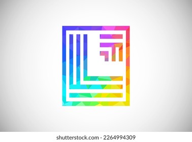 Letra de línea baja de poli L. Símbolo gráfico del alfabeto para la identidad empresarial
