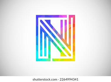 Low poly line letter N. Graphic alphabet symbol for corporate business identity
