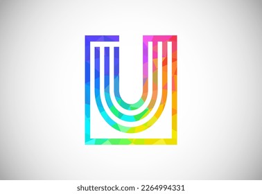 Low poly line letter U. Graphic alphabet symbol for corporate business identity
