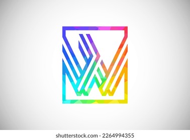 Low poly line letter W. Graphic alphabet symbol for corporate business identity
