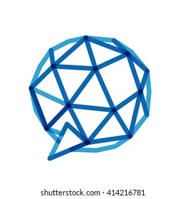 Low poly line sphere speech bubble logo. Vector design template elements for your application or corporate identity.