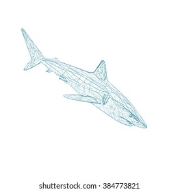 Low poly linear geometric shark vector illustration. 
