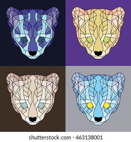 Low poly lined ocelots set