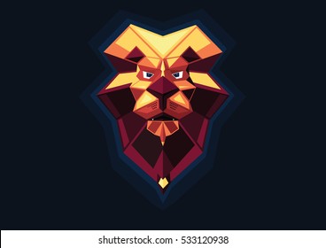 Low poly Lion face abstract background design. Vector illustration 