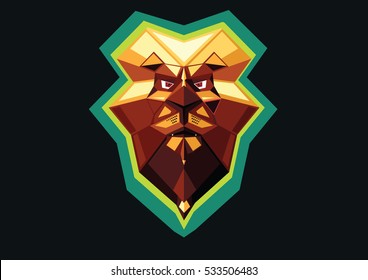 Low poly Lion face abstract background design. Vector illustration