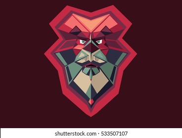 Low poly Lion face abstract background design. Vector illustration