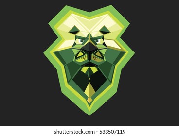 Low poly Lion face abstract background design. Vector illustration