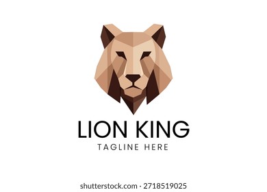Low Poly Lion Head King Strength Power and Leadership Icon Vector logo template
