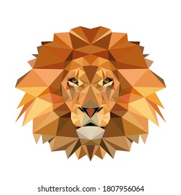 Low Poly Lion Head. Polygonal Animal Logo Vector Illustration.