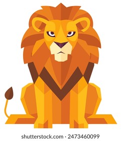 Low Poly Lion Illustration, Ideal for Modern and Geometric Themes - Flat Vector Illustration