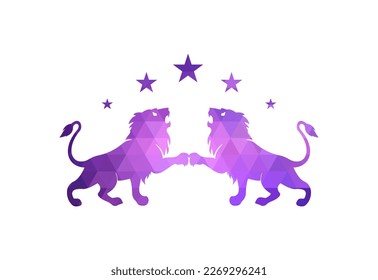 Low Poly  and The Lion logo design, Vector design template
