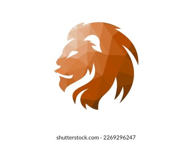 Low Poly  and The Lion logo design, Vector design template

