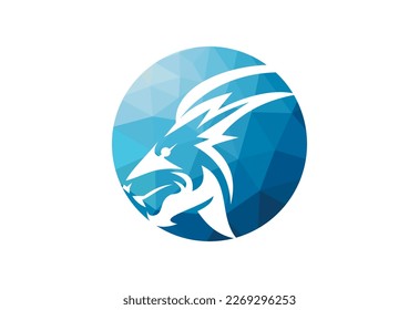 Low Poly  and The Lion logo design, Vector design template
