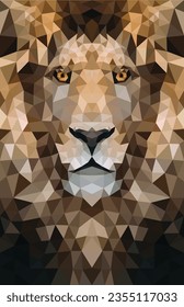 low poly lion portrait eps