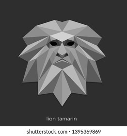 Low Poly Lion Tamarin. monkey logo vector illustration
