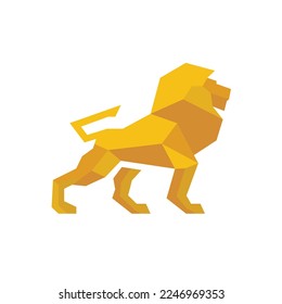 Low Poly Lion Vector Art. Polygonal Löwe Logo. Goldene Löwe-Illustration. 