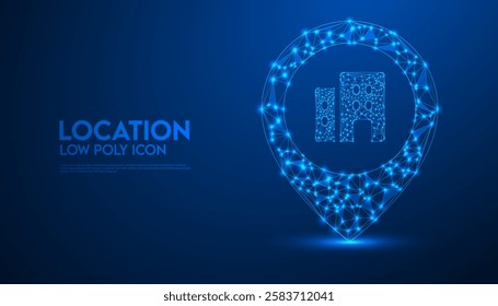 Low Poly Location Icon Design, Geometric 3D Symbol Representing Navigation, Geolocation, Mapping, GPS, and Travel Concept for Directions, Tourism, and Digital Location-Based Services