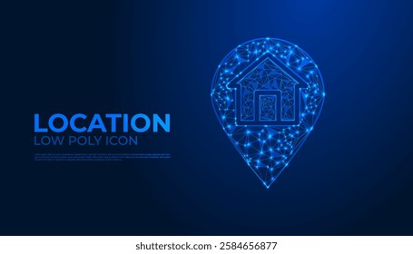 Low Poly Location Icon Design, Geometric 3D Symbol Representing Navigation, Geolocation, Mapping, GPS, and Travel Concept for Directions, Tourism, and Digital Location-Based Services