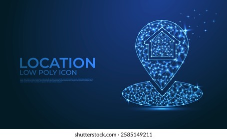 Low Poly Location Icon Design, Geometric 3D Symbol Representing Navigation, Geolocation, Mapping, GPS, and Travel Concept for Directions, Tourism, and Digital Location-Based Services