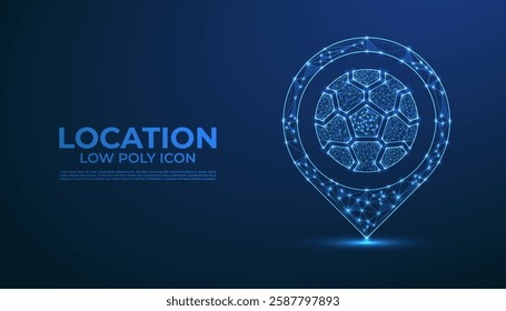 Low Poly Location Icon Design, Geometric 3D Symbol Representing Navigation, Geolocation, Mapping, GPS, and Travel Concept for Directions, Tourism, and Digital Location-Based Services