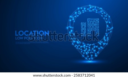Low Poly Location Icon Design, Geometric 3D Symbol Representing Navigation, Geolocation, Mapping, GPS, and Travel Concept for Directions, Tourism, and Digital Location-Based Services