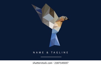 Low poly logo design of a bird