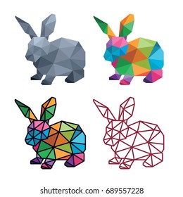 LOW POLY LOGO ICON SYMBOL RABBIT POLYGONAL