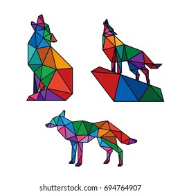 LOW POLY LOGO ICON SYMBOL TRIANGLE WOLF POLYGONAL