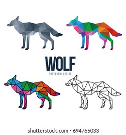 LOW POLY LOGO ICON SYMBOL TRIANGLE WOLF POLYGONAL