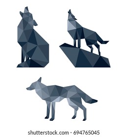 LOW POLY LOGO ICON SYMBOL TRIANGLE WOLF POLYGONAL