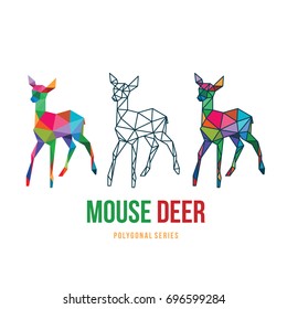 LOW POLY LOGO ICON SYMBOL MOUSE DEER POLYGONAL SET