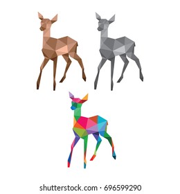 LOW POLY LOGO ICON SYMBOL MOUSE DEER POLYGONAL SET