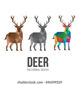LOW POLY LOGO ICON SYMBOL NATURE DEER POLYGONAL SET
