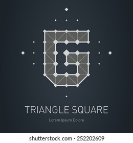 Low poly Logo with letter G. Low-poly Design element with squares, triangles and rhombus. Vector Lowpoly logotype template.